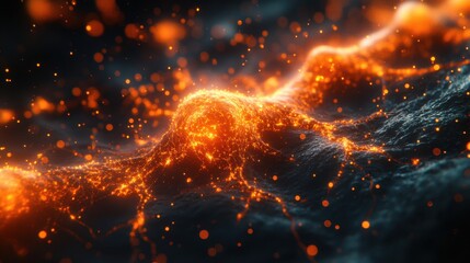 Wall Mural - Fractal Nebula and Cosmic Explosion in Space. Generative AI