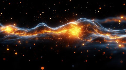 Wall Mural - Fractal Realms of the Cosmic Energy and Glowing Stars. Generative AI