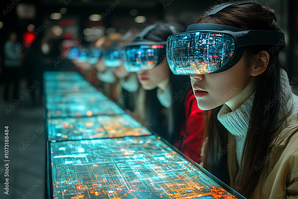 Brainstorming session with a team using augmented reality headsets and ...