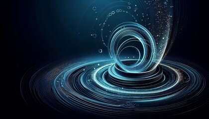 Wall Mural - Futuristic abstract banner with abstract water rings, ripples on dark blue background