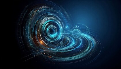 Wall Mural - Futuristic abstract banner with abstract water rings, ripples on dark blue background