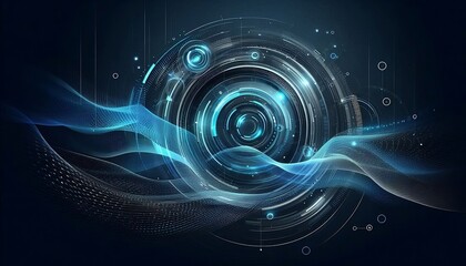 Wall Mural - Futuristic abstract banner with abstract water rings, ripples on dark blue background