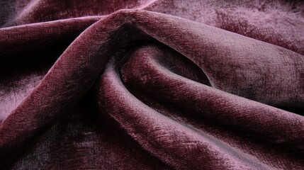 Sticker - Dark burgundy velvet curtains with a rich, deep tone, casting soft shadows in elegant folds