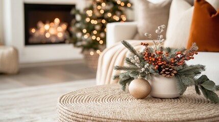 Wall Mural - Create a cozy holiday atmosphere with beautiful decorations and a stylish living room setup