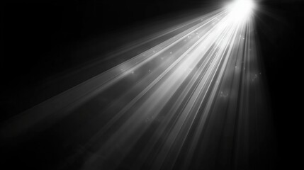 Poster - Abstract vector illustration of bright white light rays and flares on a dark black background, creating a striking contrast with glowing beams, sun flares, and radiant effects. This high-quality desig