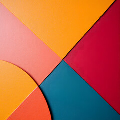 Wall Mural - minimalist abstraction of geometric leather patterns with vibrant colors and clean lines, copy space