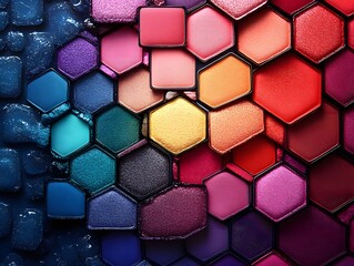 colorful hexagonal makeup palette background