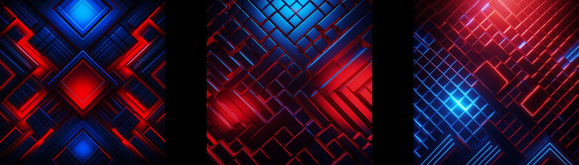 Aufkleber - Abstract pattern with glowing red and blue lines forming a geometric shape.