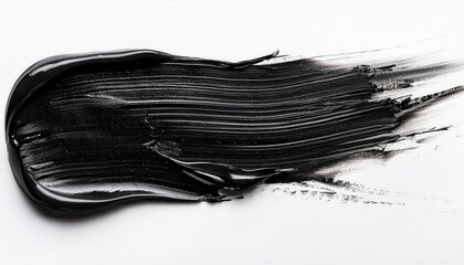 Fototapete - Bold Black Brush Stroke Texture on White Background. Ideal for Creative Design Elements, Art Concepts, Grunge Overlays, and Abstract Backgrounds for Branding or Marketing Projects