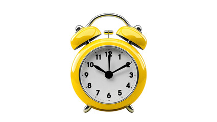 yellow alarm clock with bells. Isolated on transparent background