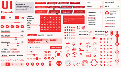 Wall Mural - modern ui kit featuring a collection of essential buttons, icons, and navigation elements for websit