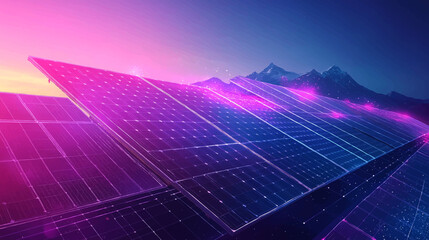 smart solar cell or digital solar panel system network, modern technology for energy revolution, alt