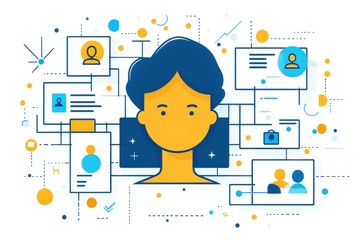 Wall Mural - abstract representation of digital identity and personal information management with interconnected 