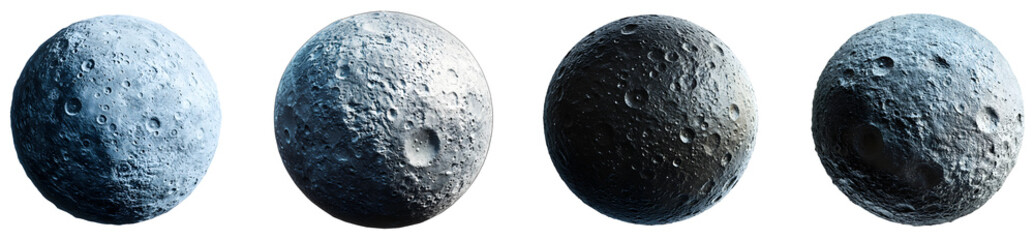Wall Mural - visual representation of dwarf planet set highlighting surface details isolated on transparent backg