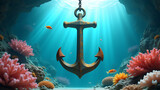 Ship anchor underwater