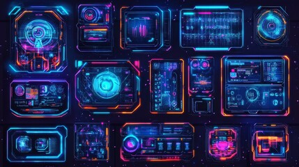 Elevate your design with advanced HUD elements for various applications.
