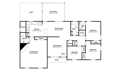 Naklejka na meble 3 bedroom floor plan 2D