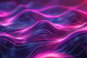 Canvas Print - experience the elegance of a wave of glowing lines, small particles flowing seamlessly in an abstrac