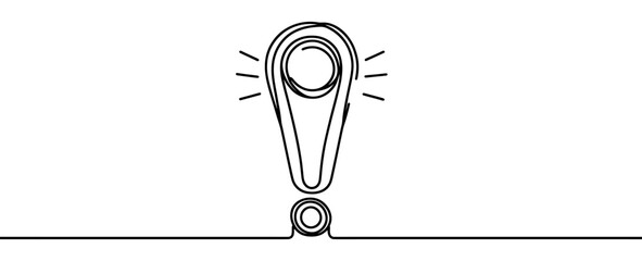 Wall Mural - continuous linear drawing of exclamation mark. one line drawing exclamation mark. exclamation mark i