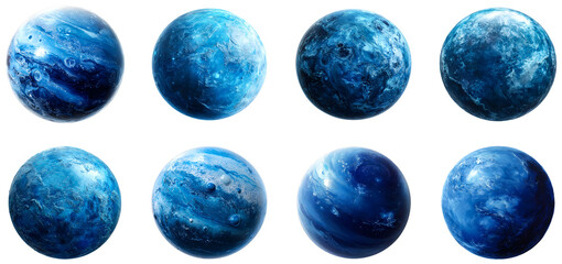 Wall Mural - a detailed view of neptune set in various artistic styles and colors isolated on transparent backgro