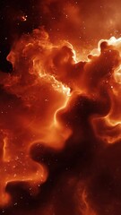 Wall Mural - A fiery nebula glows in the vastness of space, its swirling clouds illuminated by distant stars