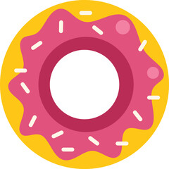 Wall Mural - Delicious donut with pink icing and white sprinkles, perfect for representing sweet treats and bakeries