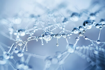 Wall Mural - the image is of a network of water droplets, with each droplet being a different size and shape. the