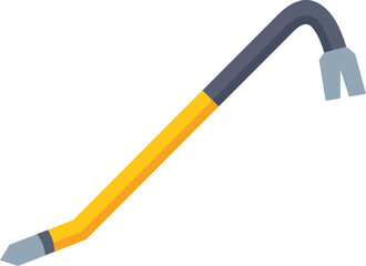 Wall Mural - This is an illustration of a yellow crowbar with a gray handle lying on a white background