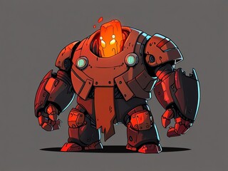 Sticker - Fiery Robot Illustration