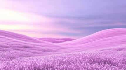 Poster - Dreamy lavender fields under a pastel sky create a serene and ethereal landscape, AI