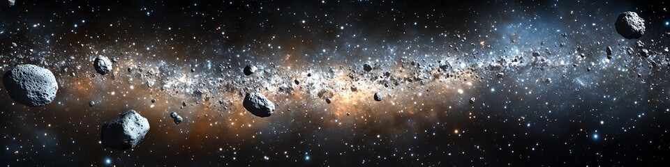 Wall Mural - a long space with a lot of rocks and stars. the stars are scattered all over the sky