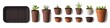 © cynz - Assortment of seedling trays and small gardening pots, each with unique shapes and textures, positioned side by side on a seamless white background. Vector art, no shadows, 4k resolution, white