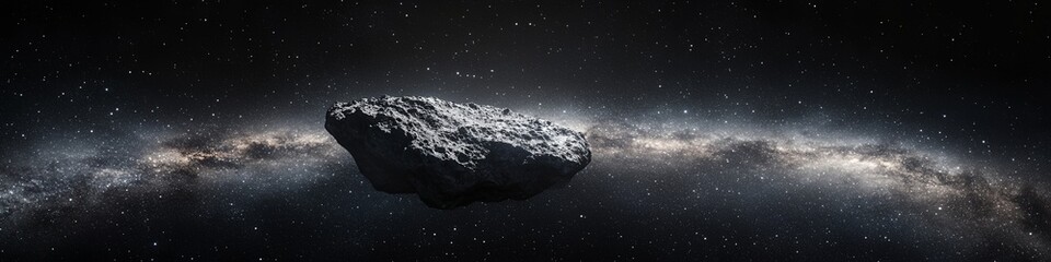 Wall Mural - a rock is floating in space above a milky way. the rock is surrounded by stars and the milky way