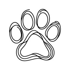 Wall Mural - simple and elegant, continuous line drawing representing a paw print, perfect for animal lovers and 