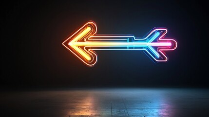 Leinwandbilder - Luminous arrow made of colorful beams directed upwards with a fast and streamlined look against a black background  Dynamic and energetic digital with a futuristic modern and conceptual design