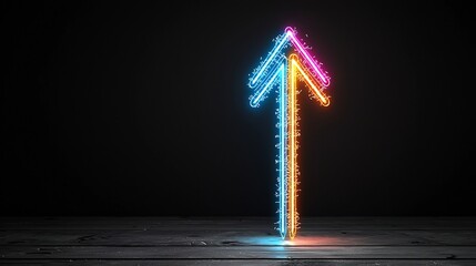 Leinwandbilder - Luminous arrow made of vibrant colorful beams streaking upwards against a dark background creating a dynamic futuristic and abstract design