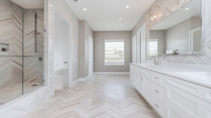 Poster - Spacious walkin shower in a modern bathroom, sleek design and luxurious fixtures