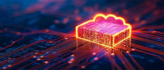 Wall Mural - futuristic cloud technology with digital circuitry