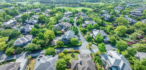 Wall Mural - Aerial view of villa resort buildings and natural scenery