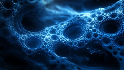 Leinwandbilder - Abstract blue digital landscape with gears and cogs seamlessly integrated into the design, dark color scheme highlighting technological advancement, Generative AI