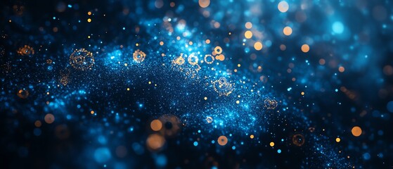 Leinwandbilder - Abstract digital tech design in deep blue with gears and cogs, dark palette, conveying innovation, motion, and the integration of machinery, Generative AI