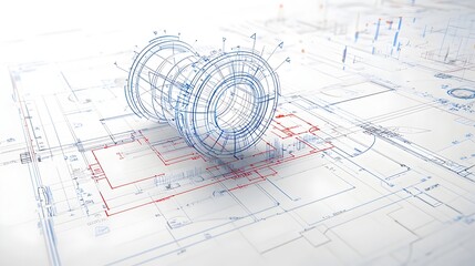 Aufkleber - Radiant blueprint featuring dynamic lines and geometric shapes that showcase innovative futuristic design solutions for cutting edge architectural and engineering projects
