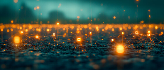 Wall Mural - glowing connections in a digital landscape