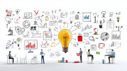 Leinwandbilder - of Business Professionals Collaborating Strategizing and Brainstorming Solutions to Overcome Challenges and Achieve Success in the Office Workplace Environment