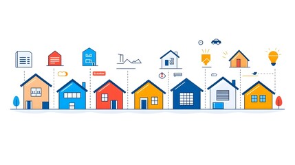 Aufkleber - This comprehensive set of line icons covers a wide range of real estate related elements including property listings home appraisal construction details and more