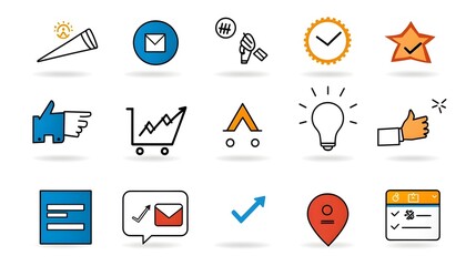 Poster - Detailed of a Set of Web Icons in a Clean Line Style Showcasing Customer Feedback Ratings and Reviews for Digital Business and Marketing Purposes