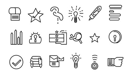 Aufkleber - Outline Icons for Client Feedback and Rating Scales Graphic design elements including stars testimonials and rating scales for user reviews satisfaction metrics and data visualization dashboards