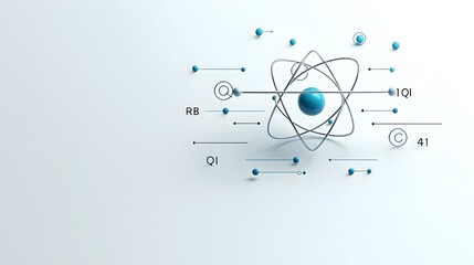 Poster - Beautifully Designed 3D Atom Model with Vibrant Colors and Clean Background Highlighting the Nucleus and Orbiting Electrons in Rendering