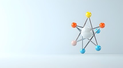 Poster - Beautifully crafted atomic structure with vibrant multicolored particles and smooth gradients isolated against a crisp minimalist background in a 16 9 aspect This digital showcases a captivating