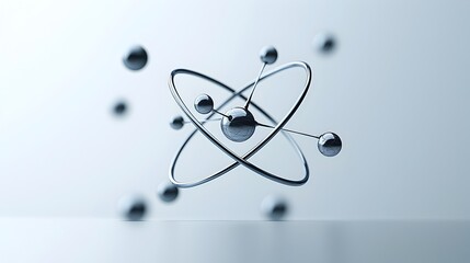 Aufkleber - Captivating Close up 3D of an Atom s Nucleus and Orbiting Electrons Set Against a Minimalist Background Showcasing the Intricate Details of this Fundamental Building Block of Matter